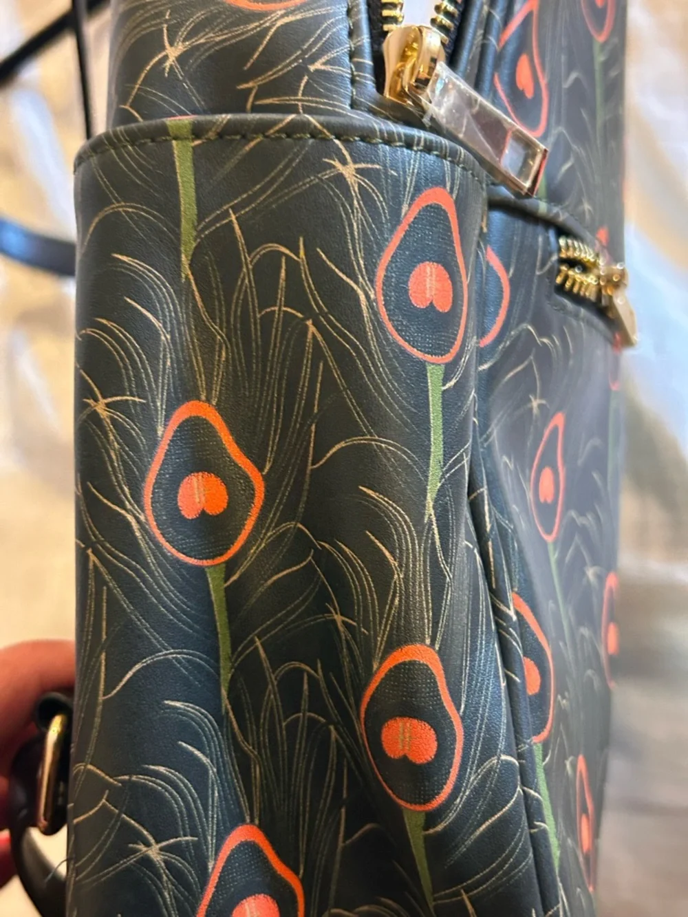 Harrods Backpack NWOT Peacock Feather Green Adjustable Pockets Travel Statement